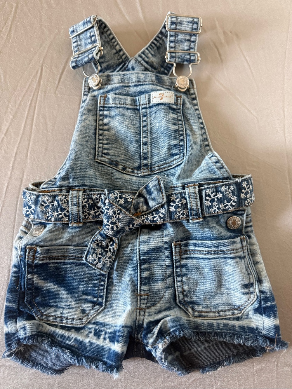 7 for All Mankind Baby denim shorts overalls sz 12 mo